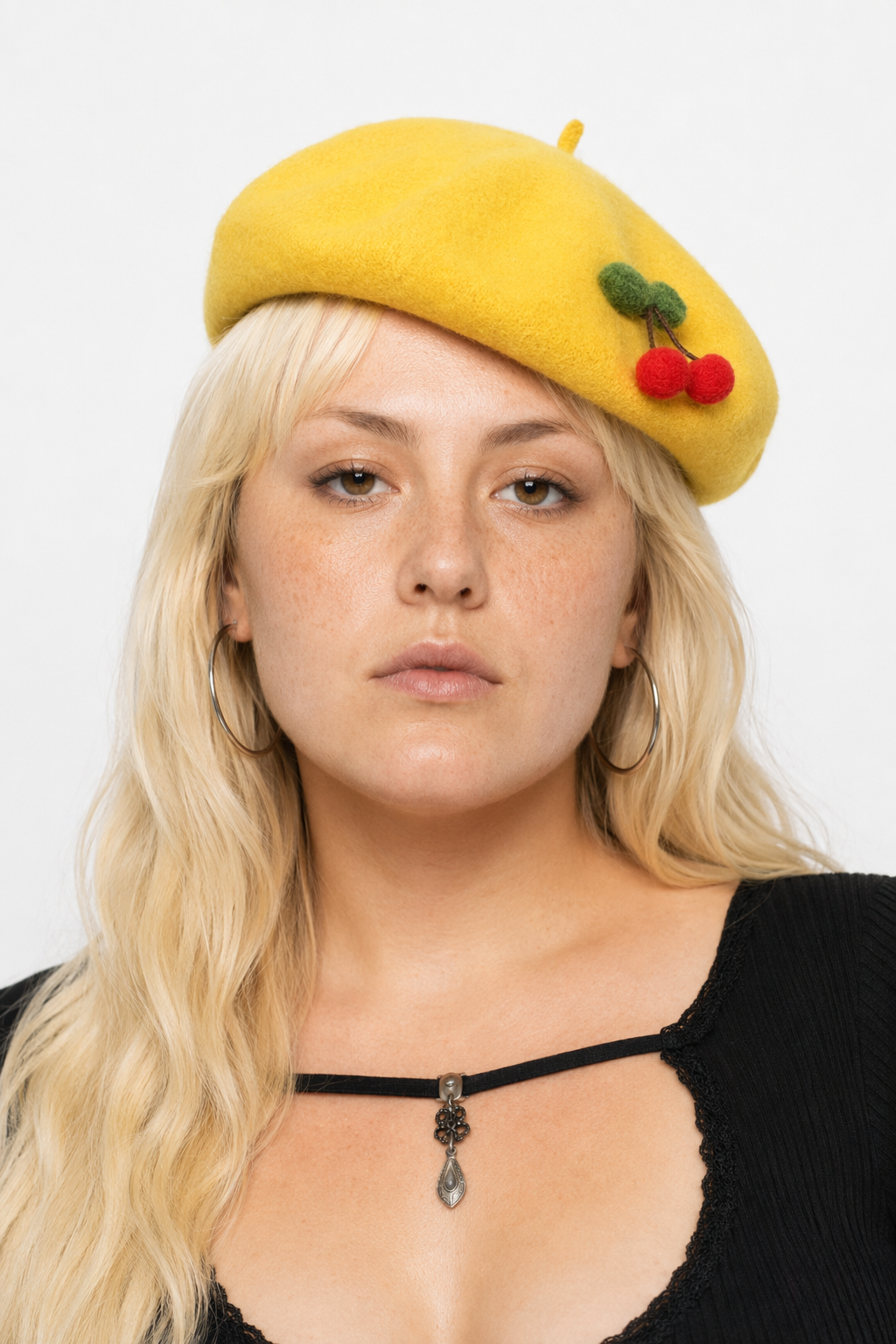 Kawaii Berets for Stylish Lolita Fashion and Accessories Yellow Single Cherry