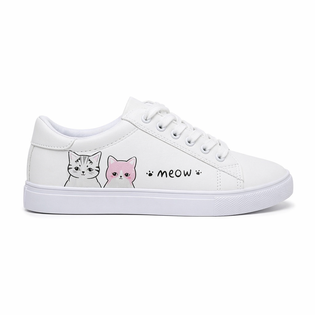 Kitten Inspired Tennis Shoes with Anti-Skid Rubber Soles pink cats