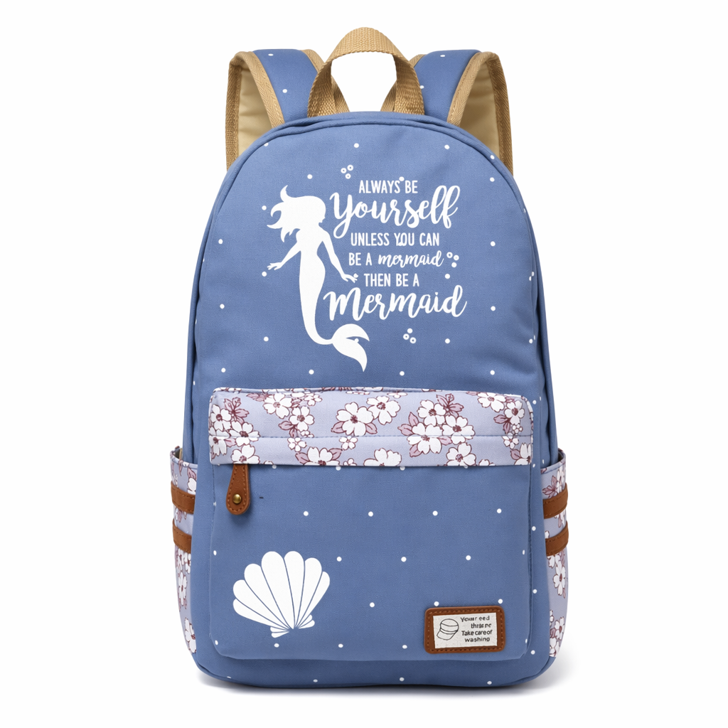 Kawaii Mermaid and Sea Creature Backpacks in Fun Designs Light Blue 1
