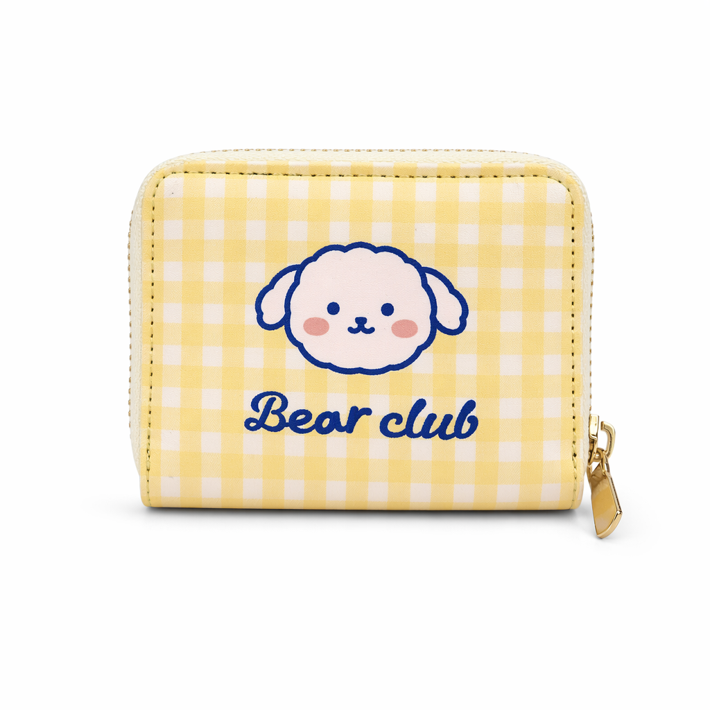 Tiny Plaid Animal Wallet for Kawaii Lovers Yellow Puppy