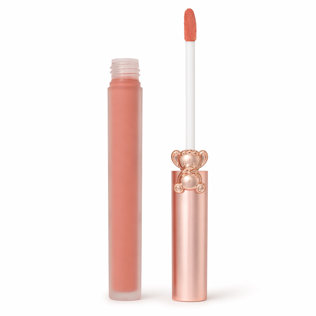 Matte Velvet Bear Liquid Lipstick in Adorable Rose Gold Packaging 1