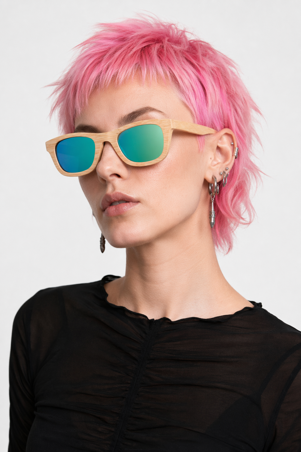 Chic Bamboo Wood Sunglasses for Style and UV Protection Teal