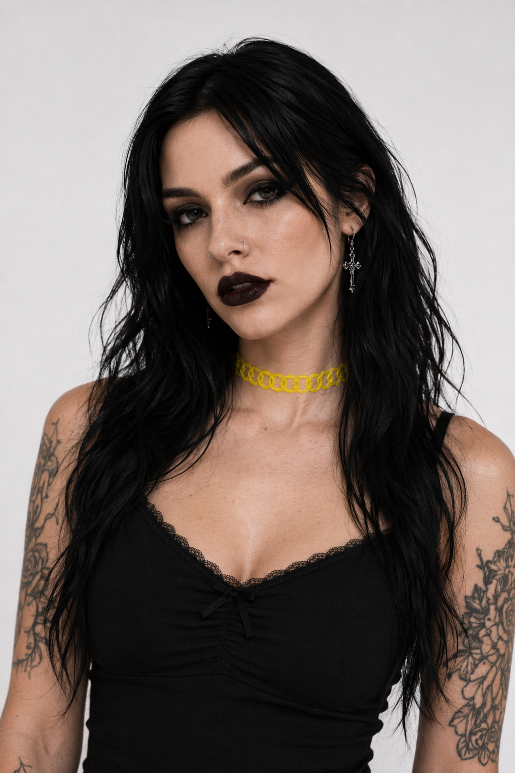 Classic 90s Inspired Choker Necklace in Various Colors Yellow