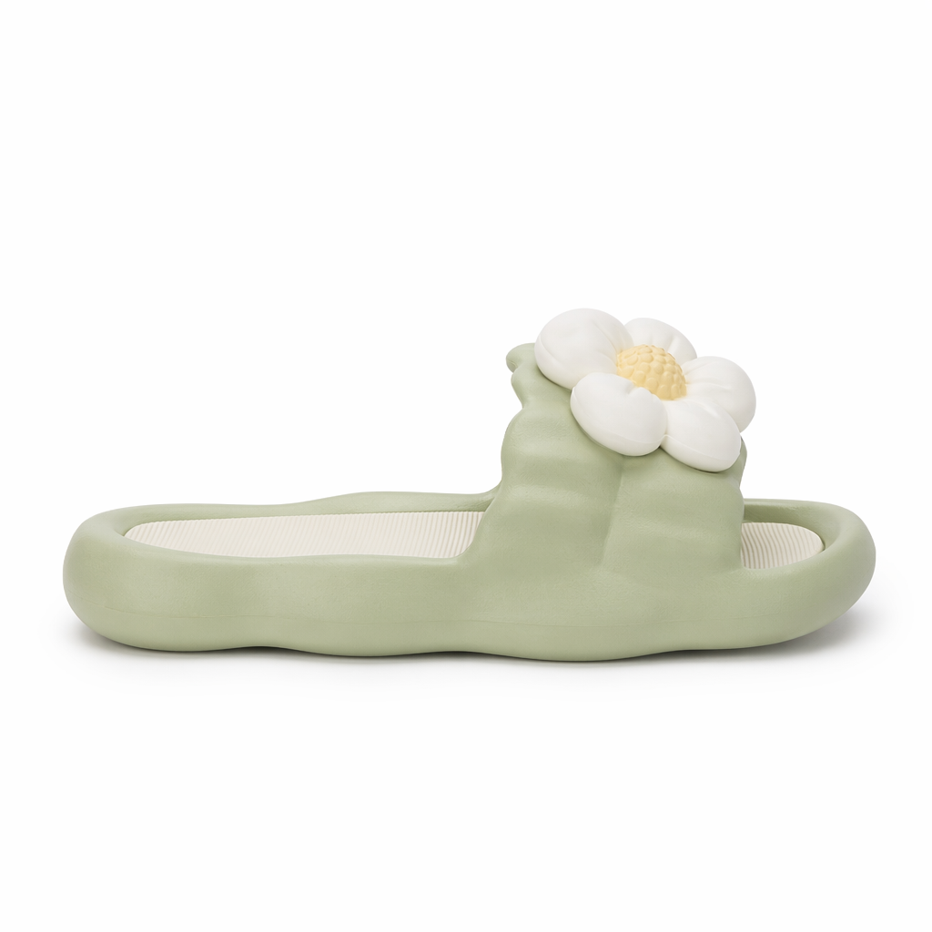 Fairy Tulip Slides for Ultimate Floral Comfort and Softness Green Daisy