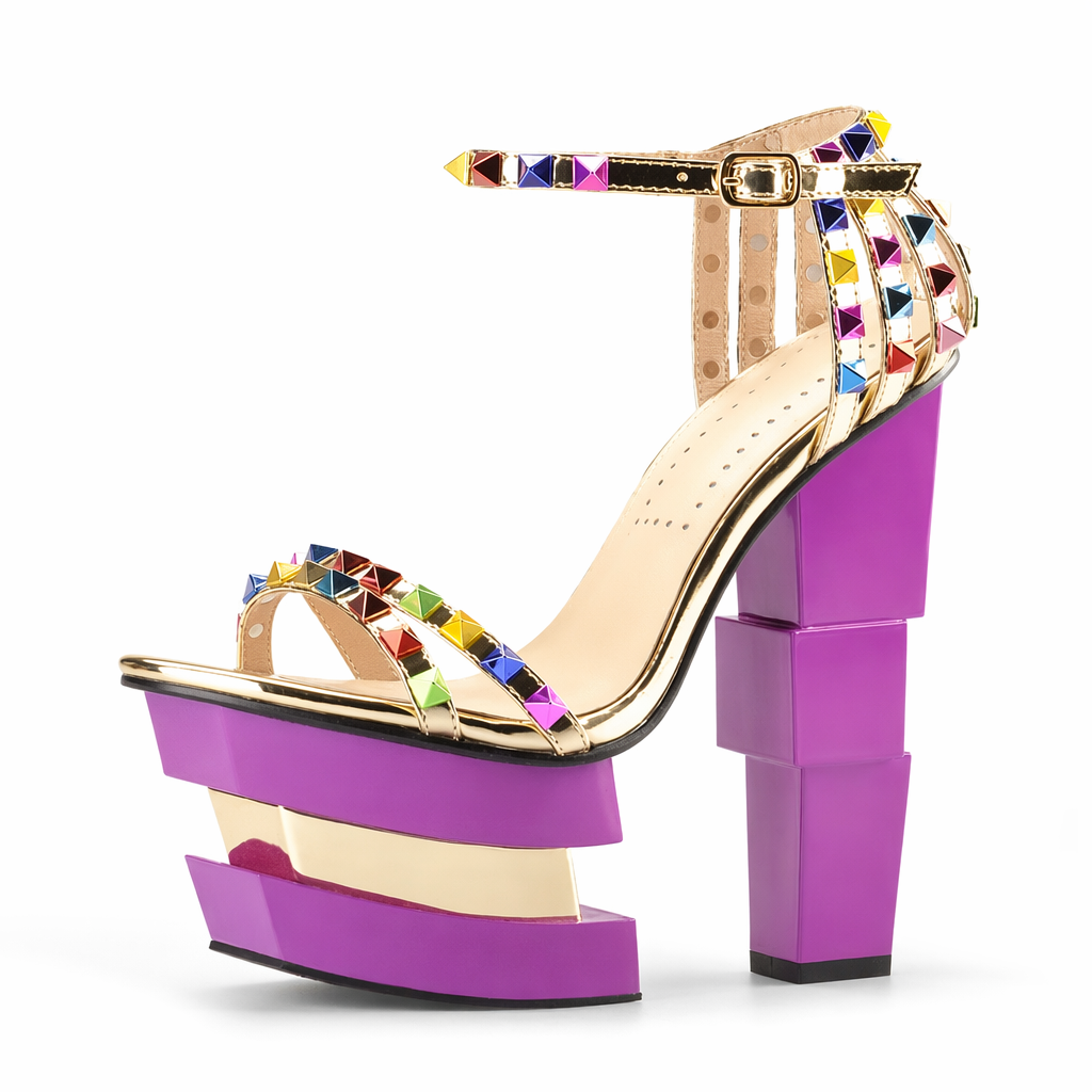 Luxury Geometric Platform Sandals with Jewel Embellishments 7