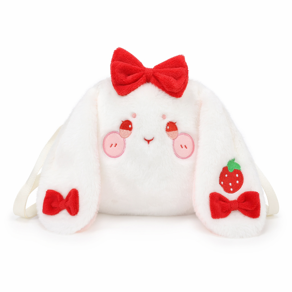 Fluffy Soft Kawaii Strawberry Bunny Handbag in Vegan Fur Default Title