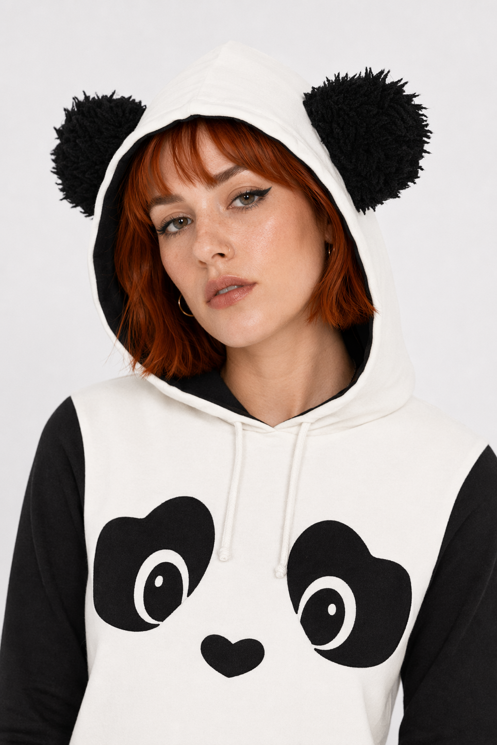 Cute Panda Bear Inspired Hoodie with Fuzzy Ears and Warm Sleeves S