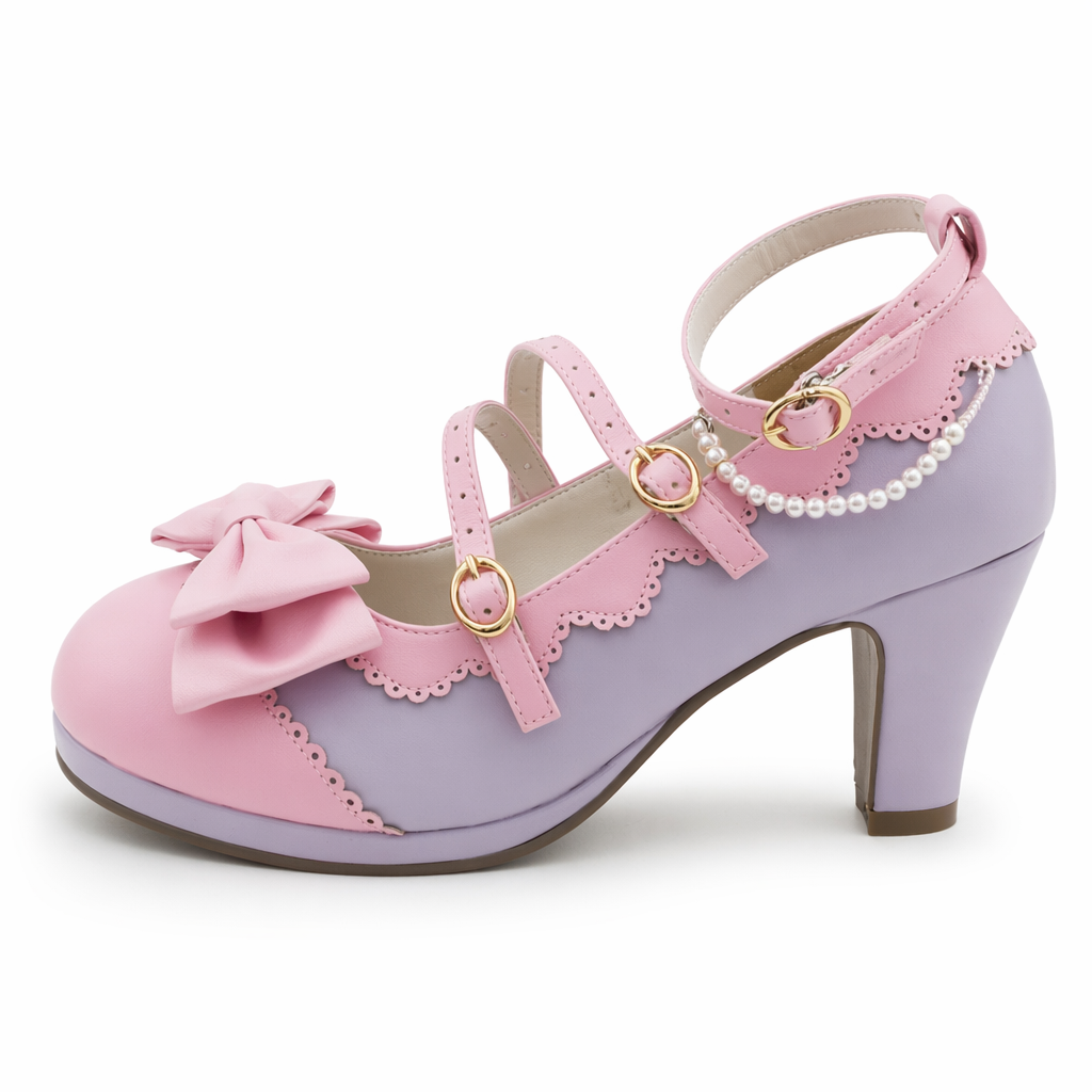 Beautiful Sweet Lolita Heels with Pearls and Bows Default