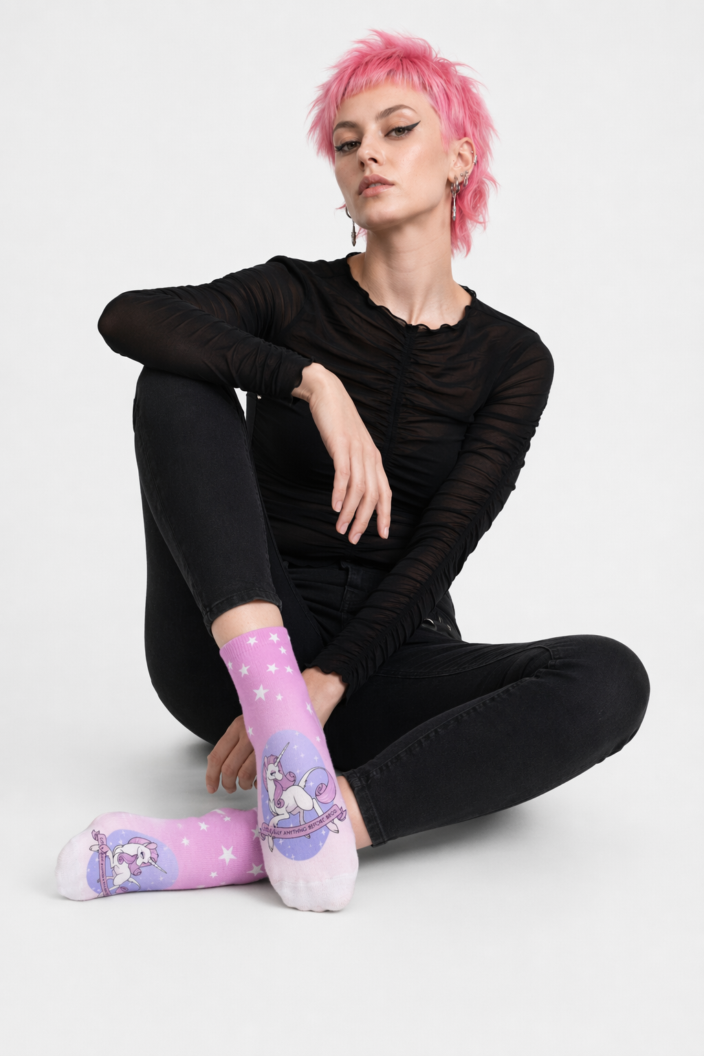 Cute Purple Unicorn Ankle Socks with Cheeky Saying Default Title