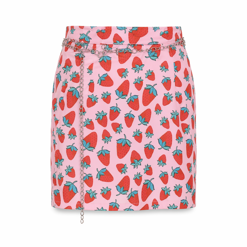 Strawberry Print Pencil Skirt for a Fun, Stylish Look S
