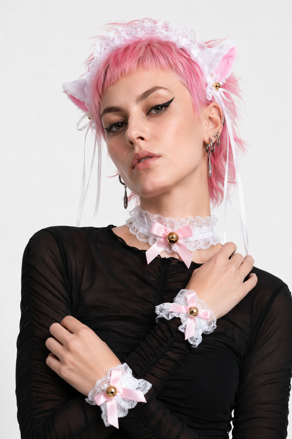 Neko Kitty Cat Complete Set with Headband, Collar, and Bracelets 5