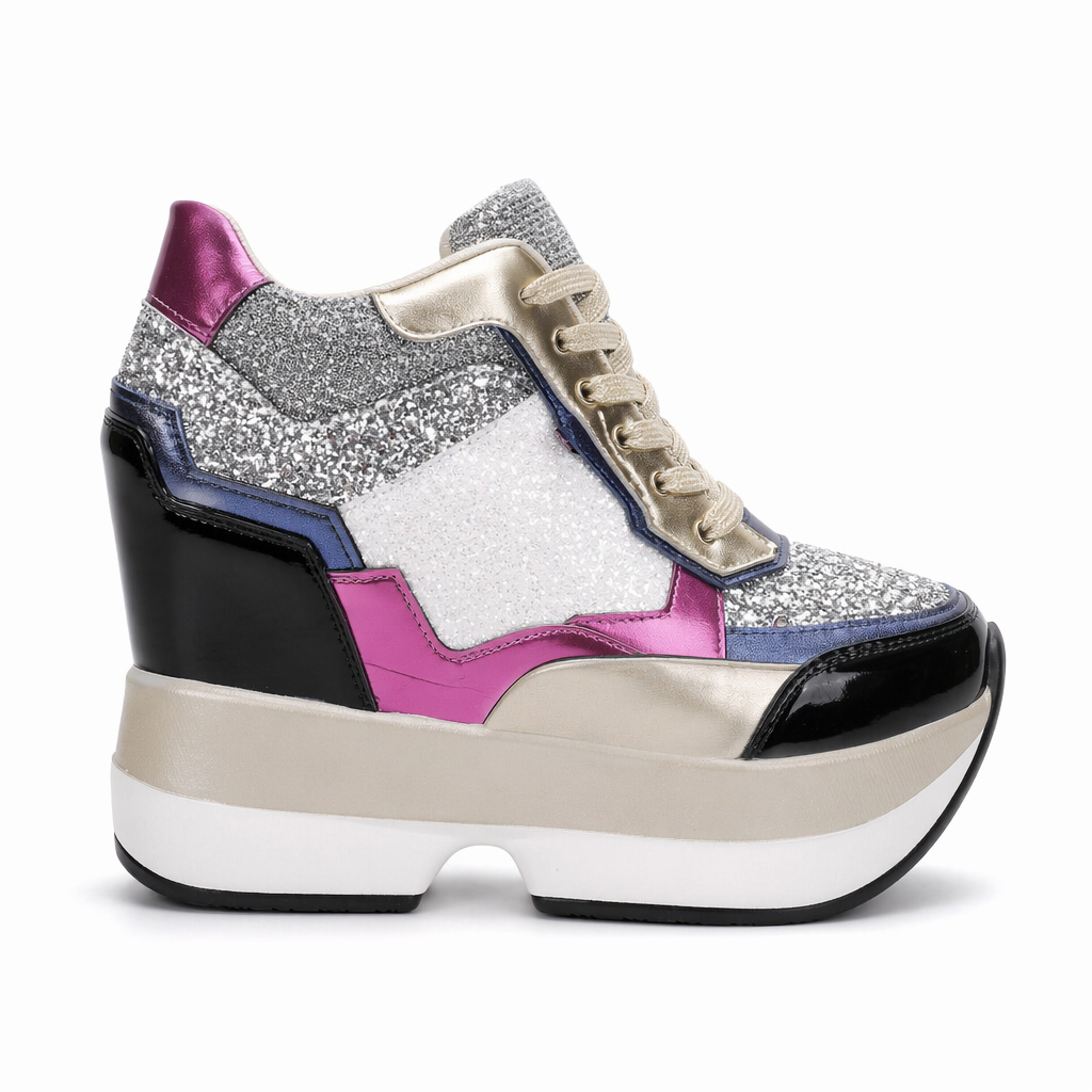 Kawaii Punk Rock Sequin Shoes Inspired by Harajuku Street Fashion Wine Red