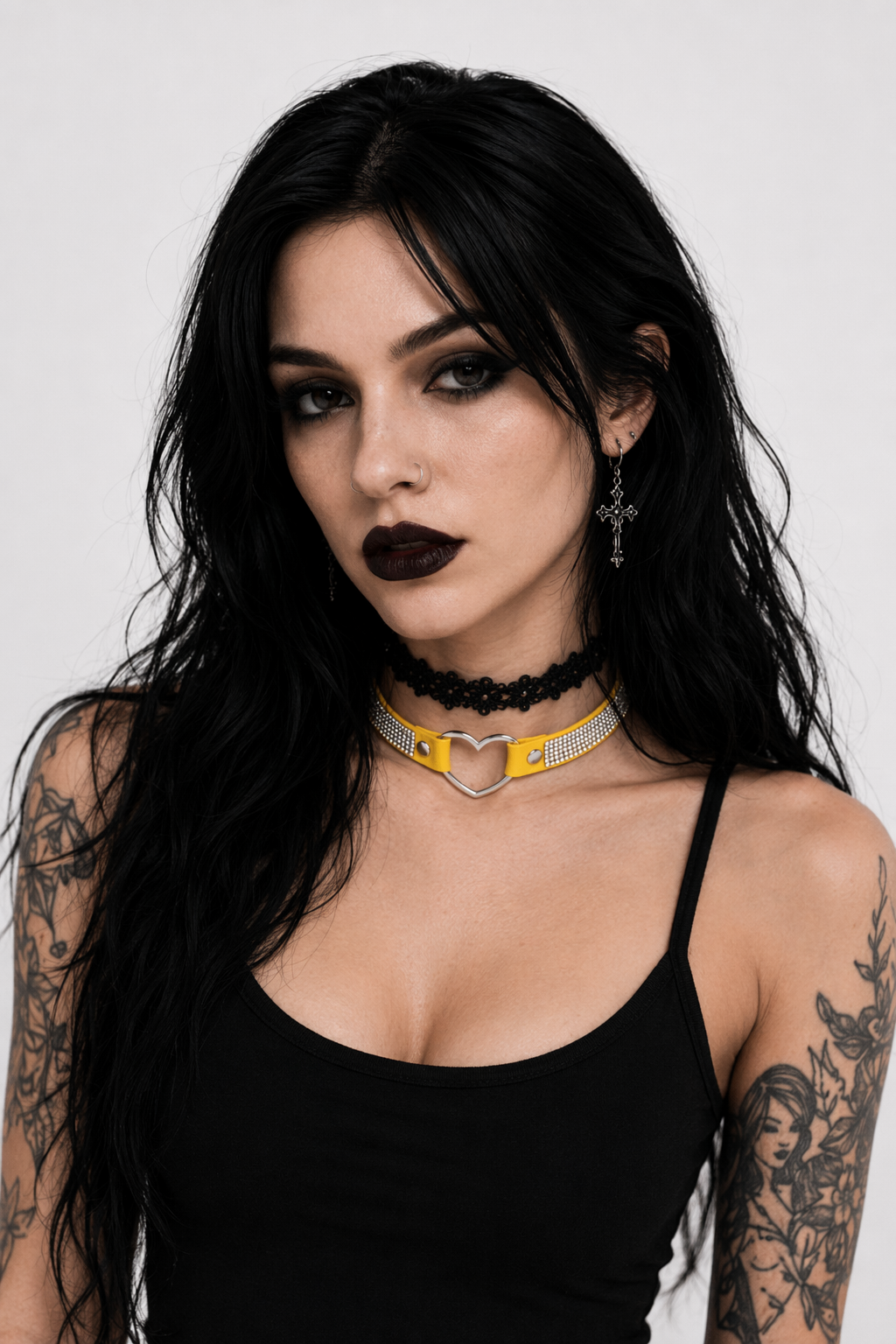 Rhinestone Heart Choker Necklace for Kawaii Aesthetic Princesses Yellow