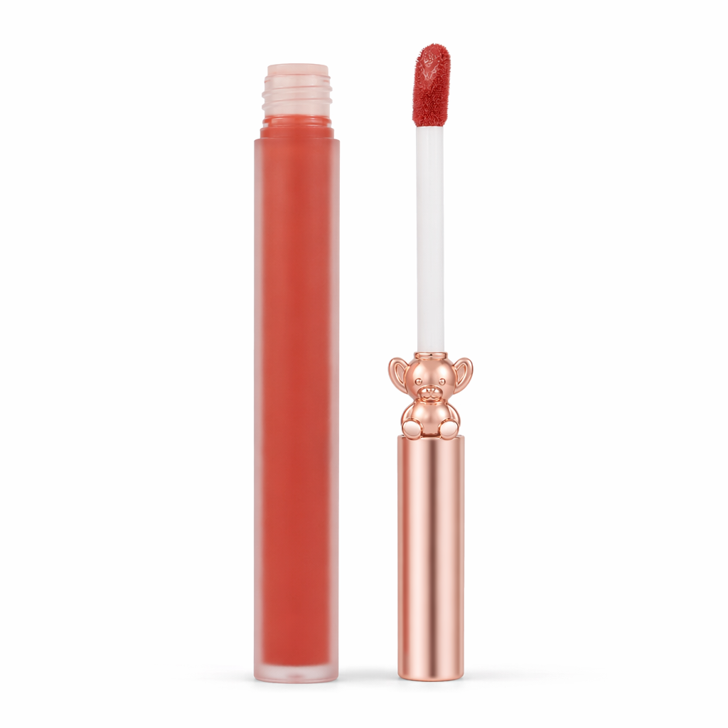 Matte Velvet Bear Liquid Lipstick in Adorable Rose Gold Packaging 3