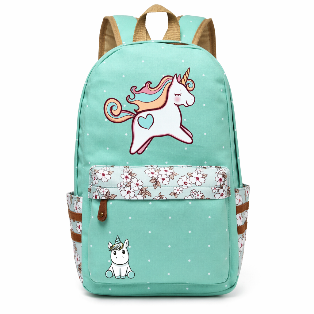 Kawaii Everyday Backpack in Various Styles and Colors Green 1