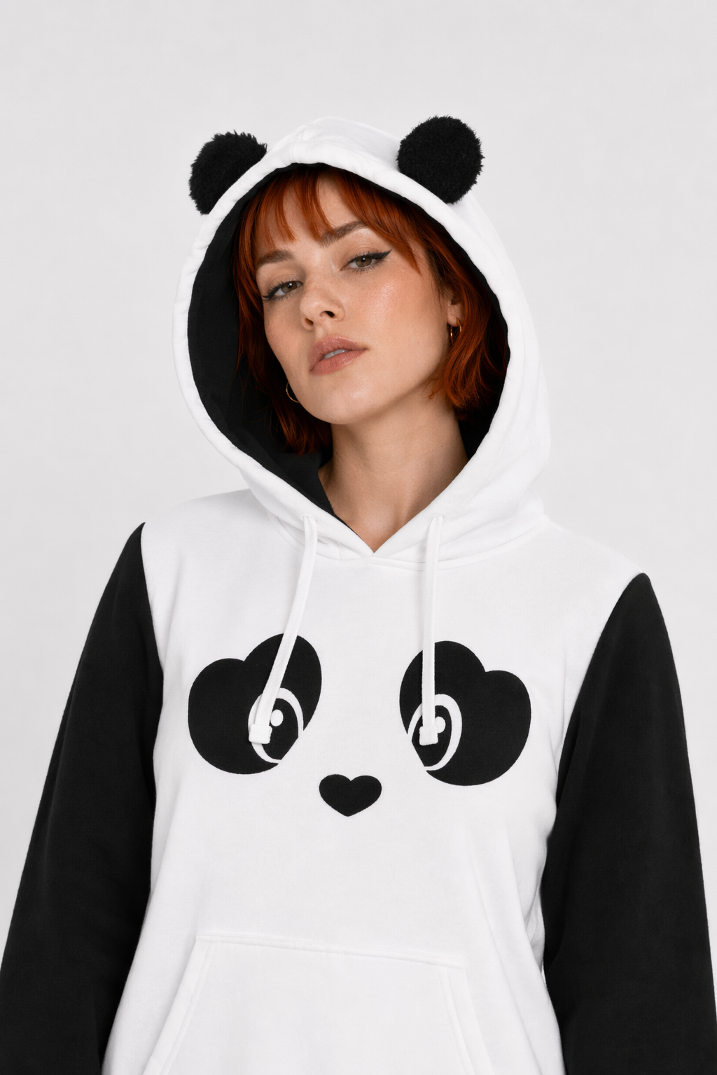 Cute Panda Bear Inspired Hoodie with Fuzzy Ears and Warm Sleeves XXL