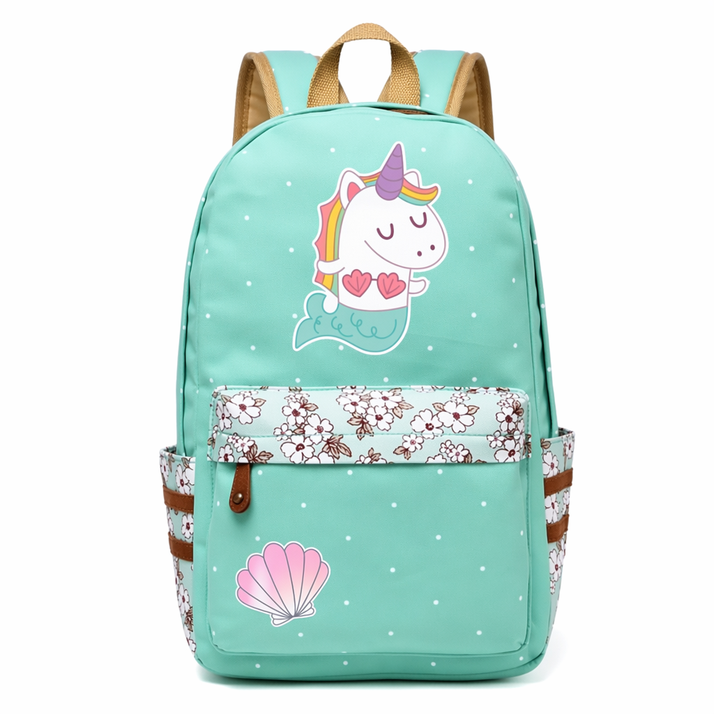 Kawaii Mermaid and Sea Creature Backpacks in Fun Designs Green 4