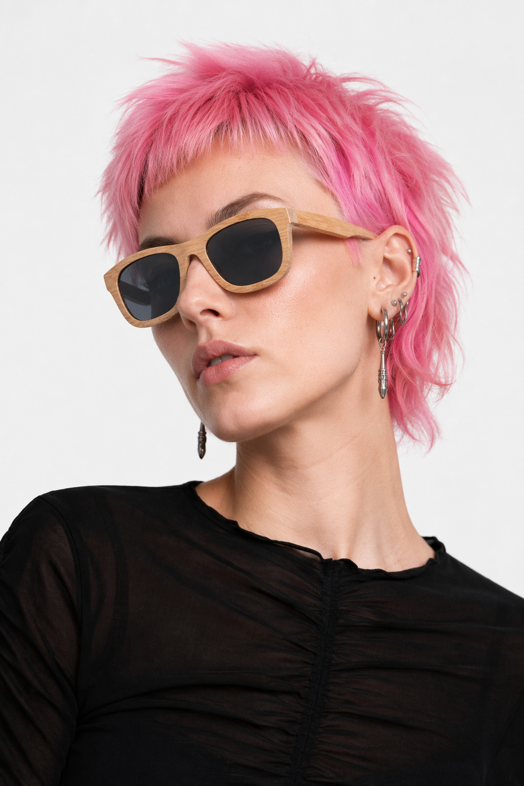 Chic Bamboo Wood Sunglasses for Style and UV Protection Grey