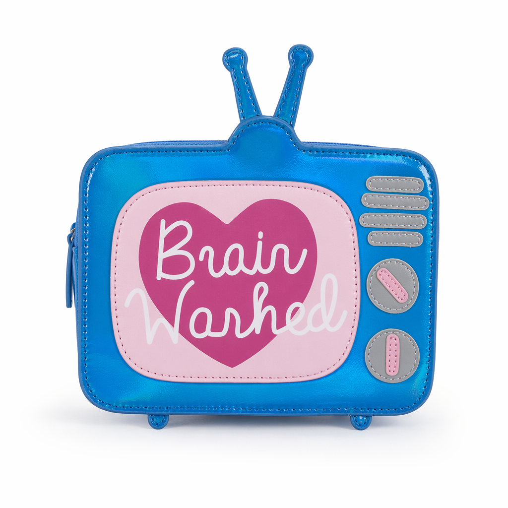 K-Pop Inspired Holographic Vintage Television Shaped Handbag Blue
