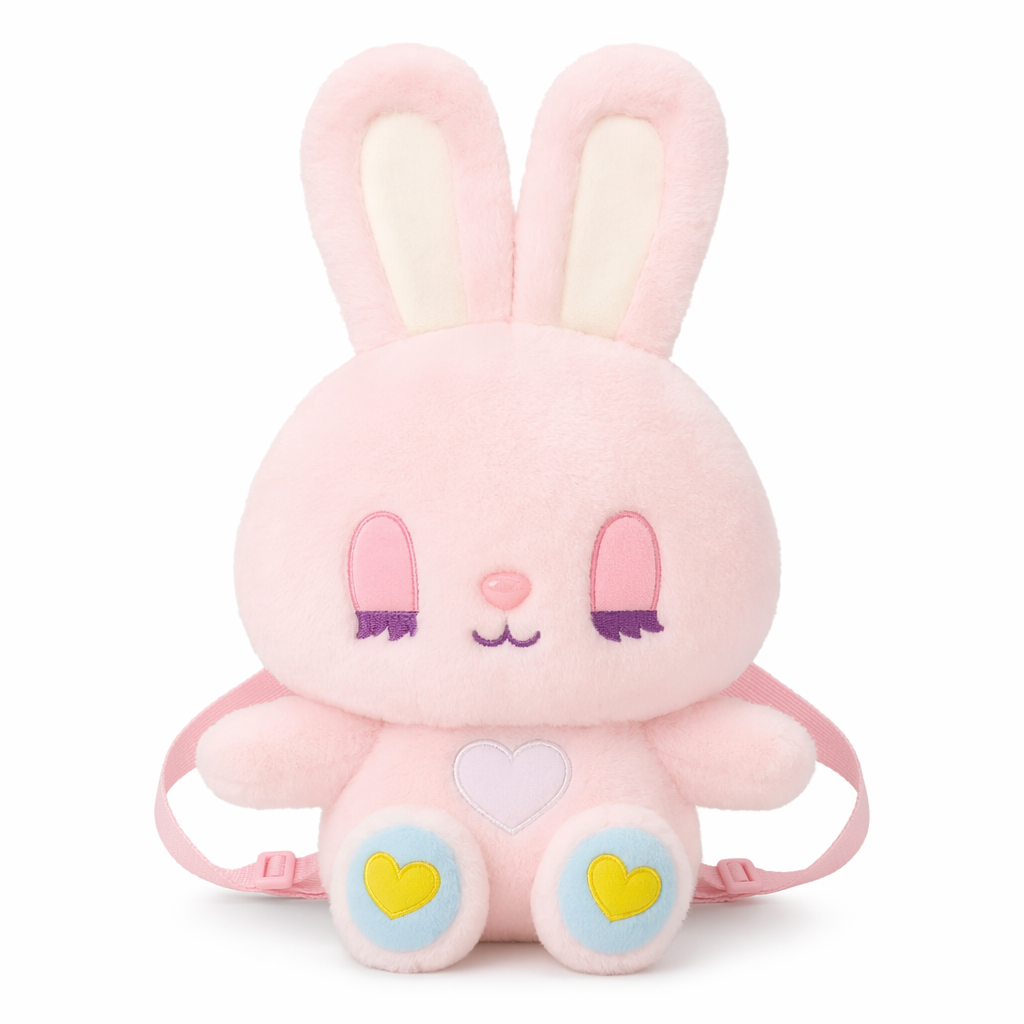 Heavenly Bunny Backpack in Velvety Soft Fabric for Cuddly Comfort Pink