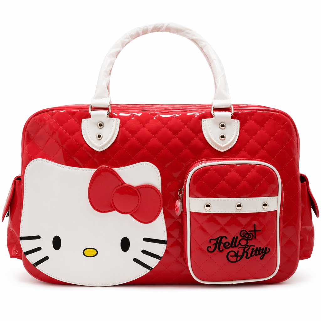 Hello Kitty Large Size Duffle Bag in Vegan Leather Options Red