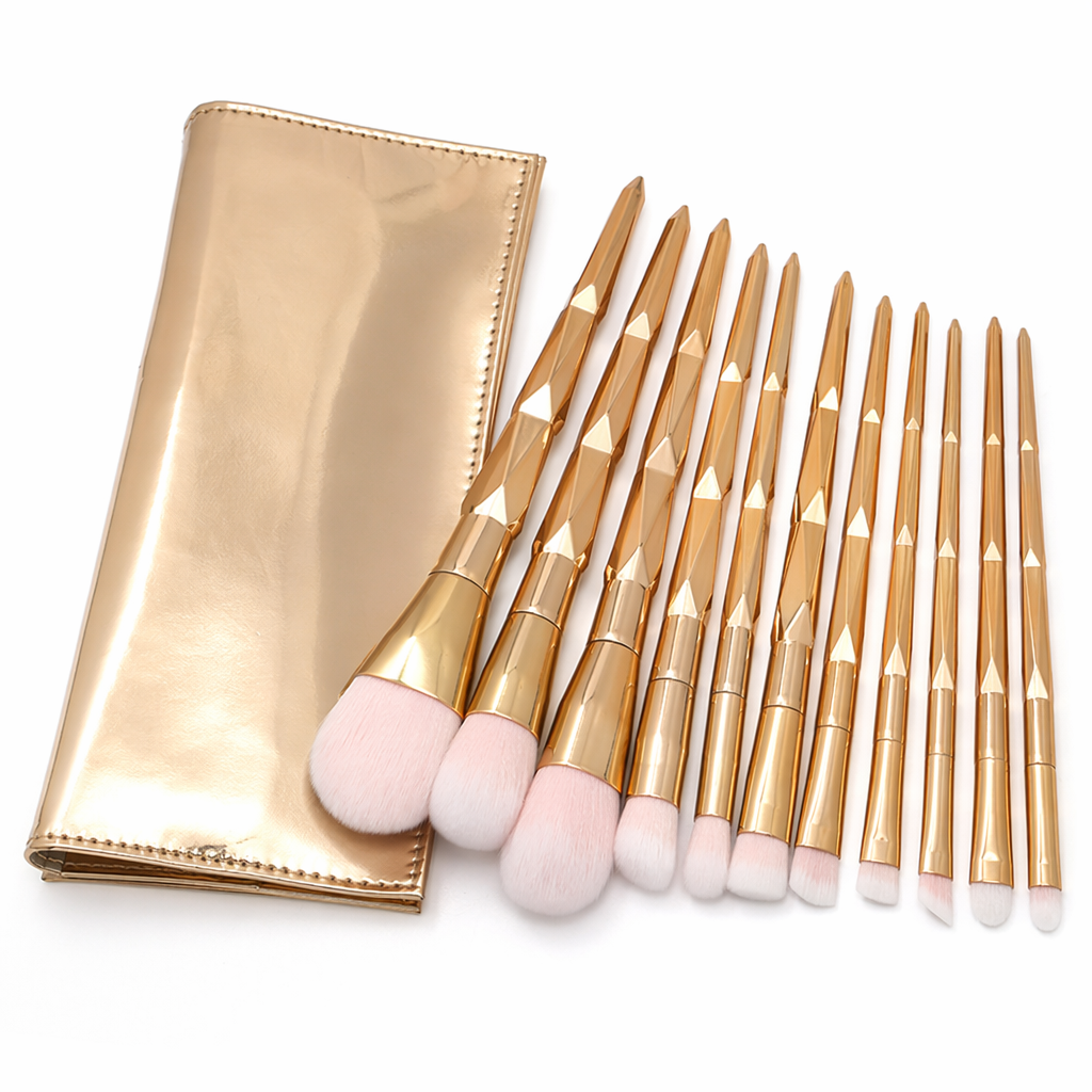 Magical Glittery Unicorn Makeup Brush Set 10pcs Gold