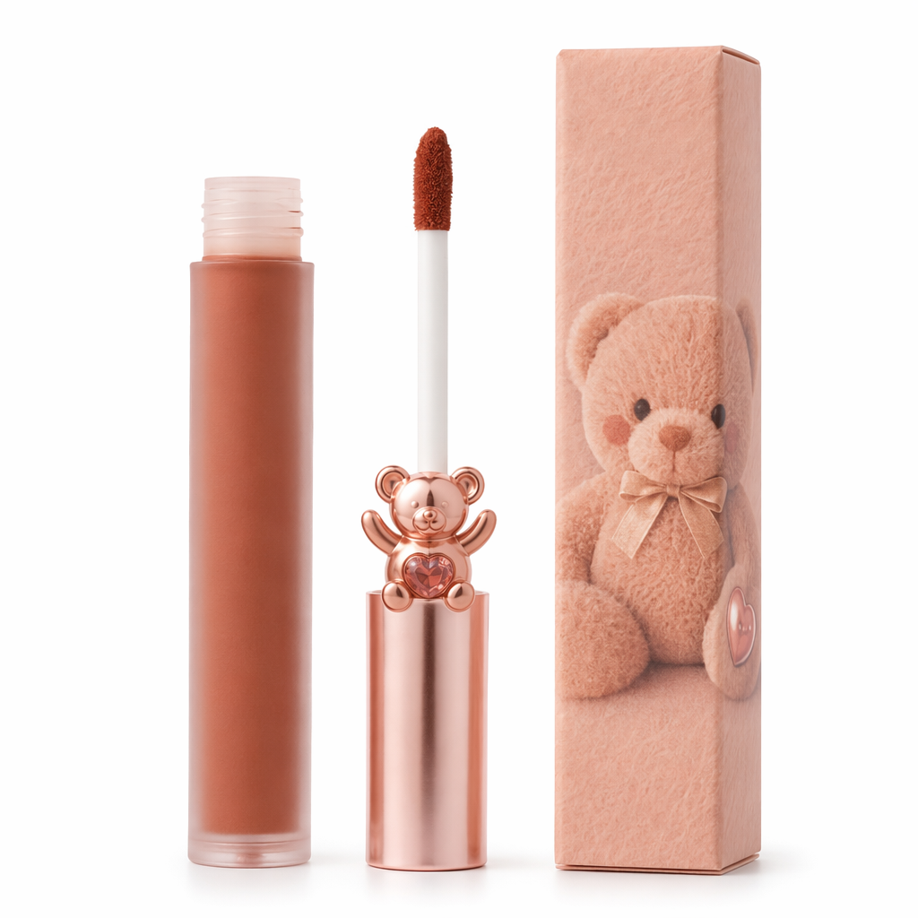 Matte Velvet Bear Liquid Lipstick in Adorable Rose Gold Packaging 4