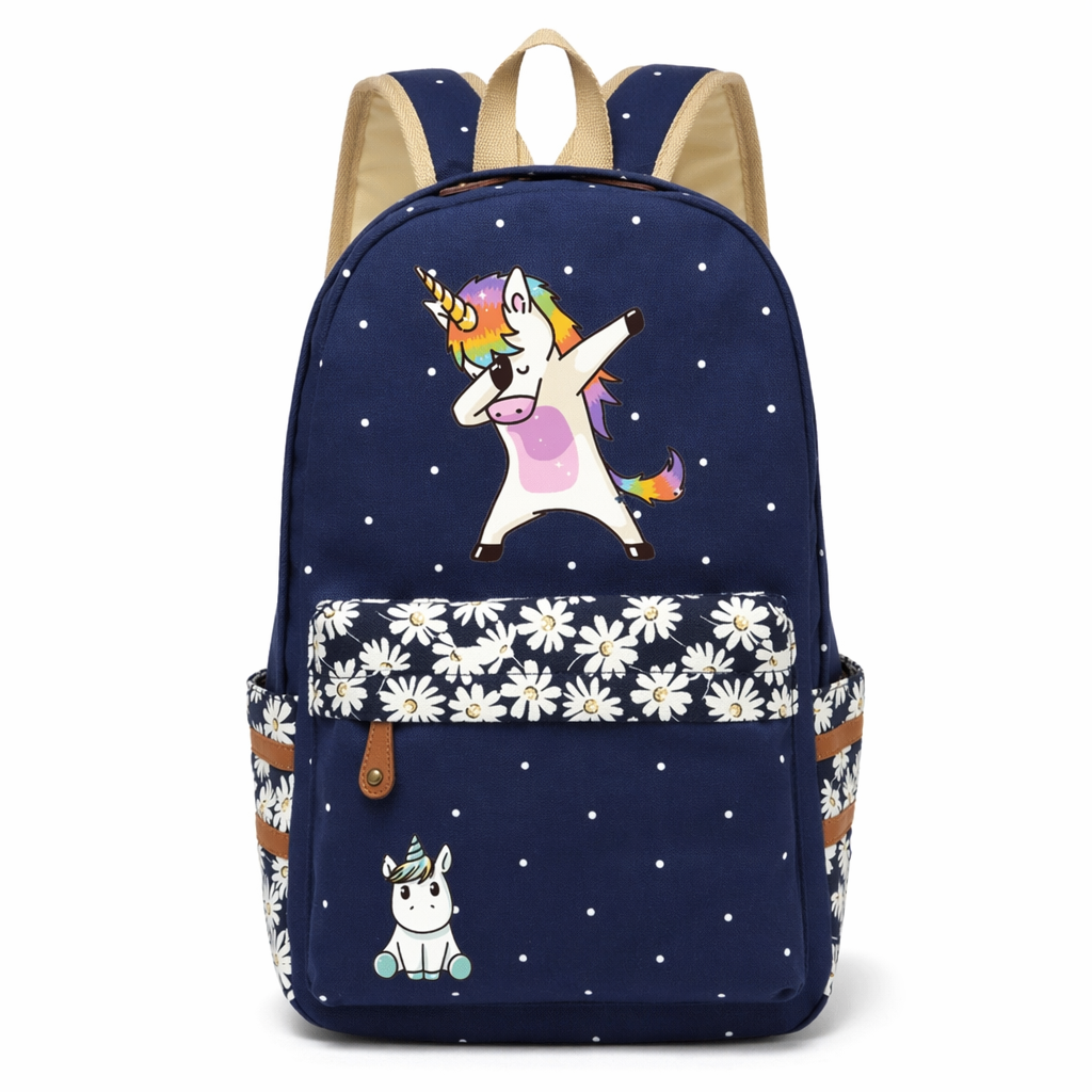Kawaii Everyday Backpack in Various Styles and Colors Navy Blue 3