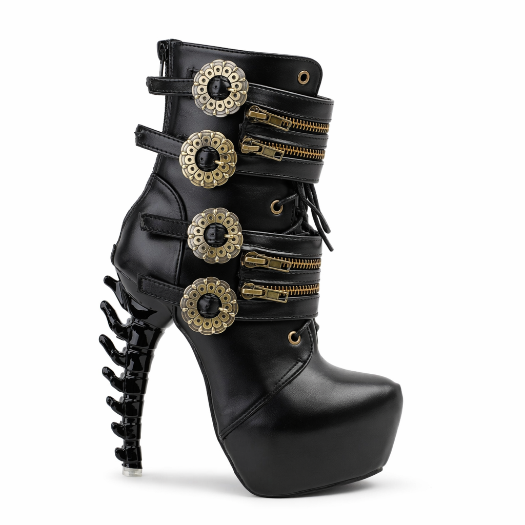 Elegant Steampunk Boots with Clockwork Wheels and Brass Accents 7