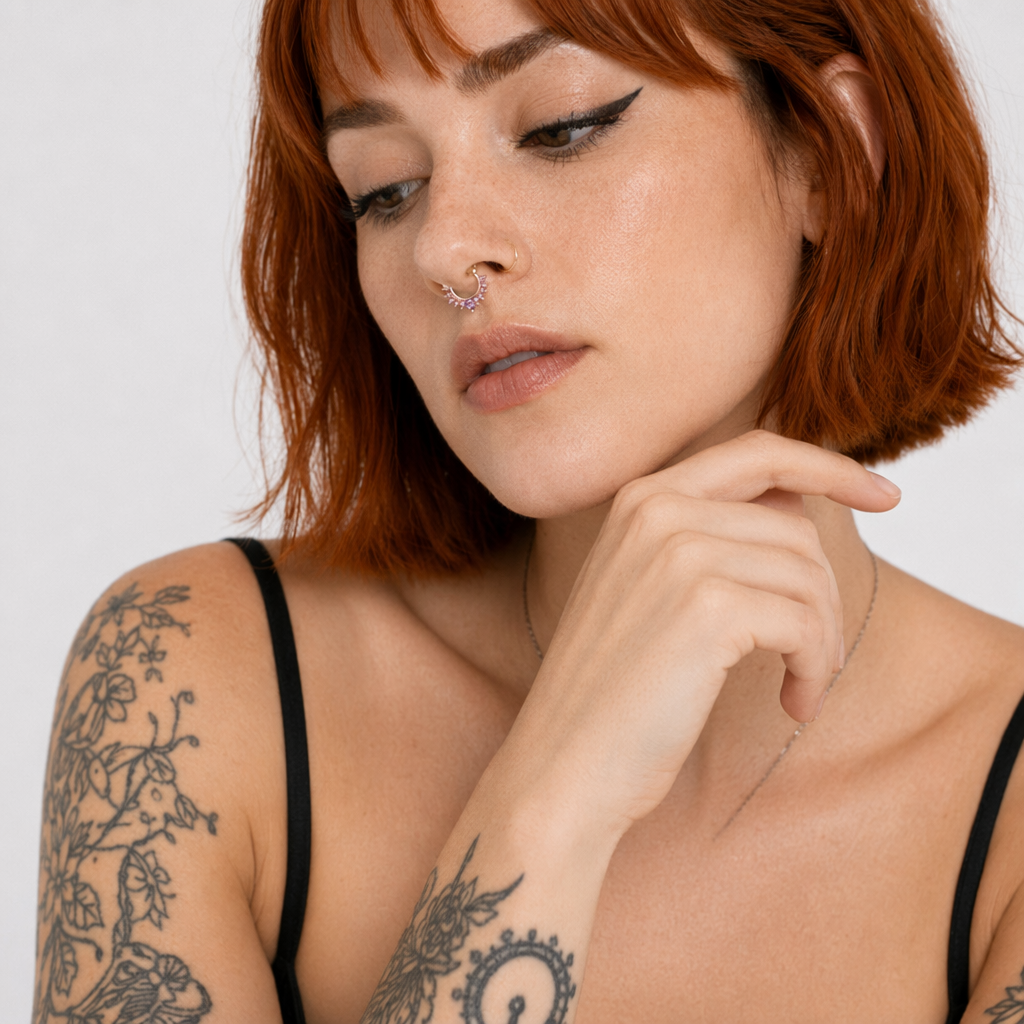 Realistic Septum Nose Rings for a Stylish Piercing Look Amethyst