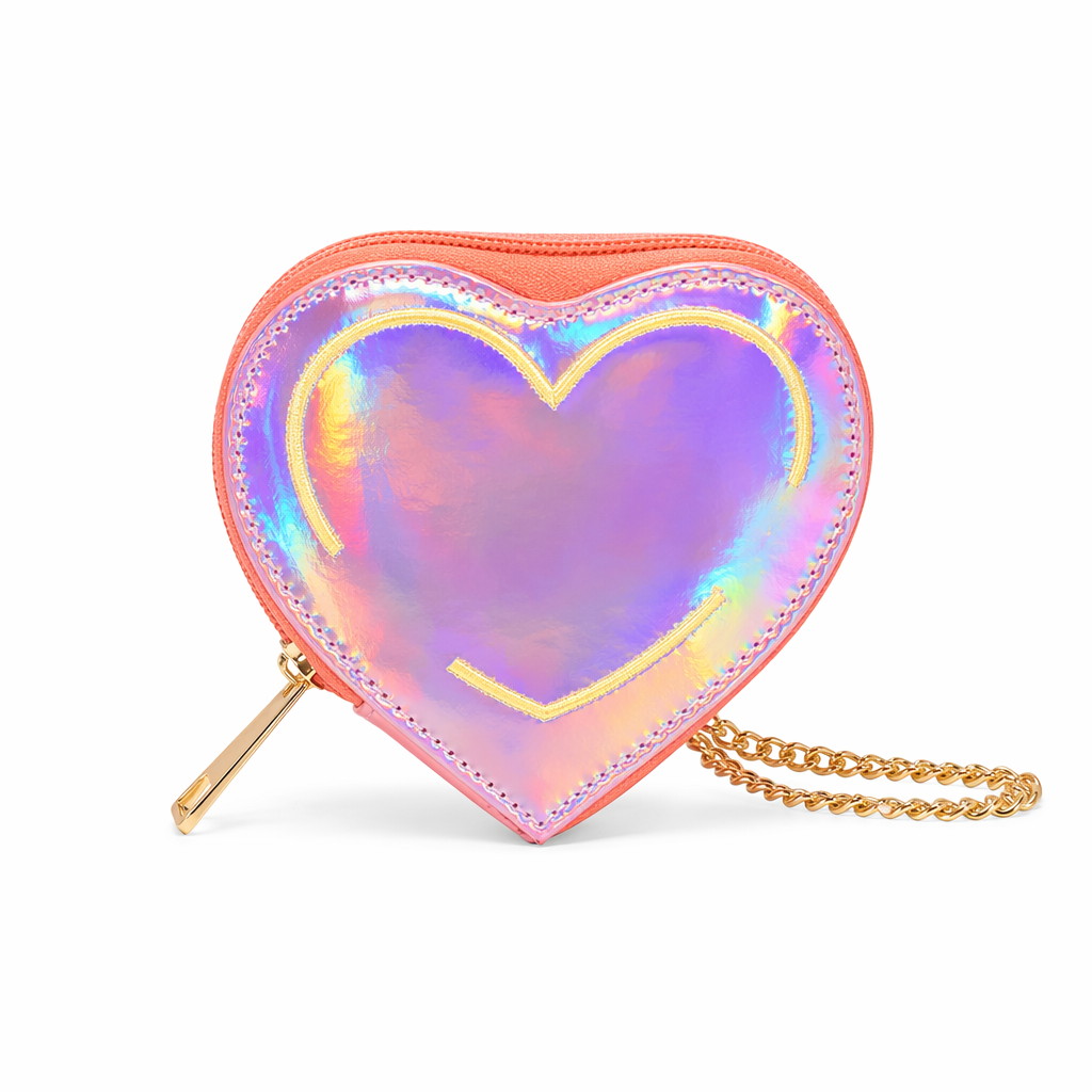 Adorable Heartbreaker Holographic Bag in Heart Shape Pink