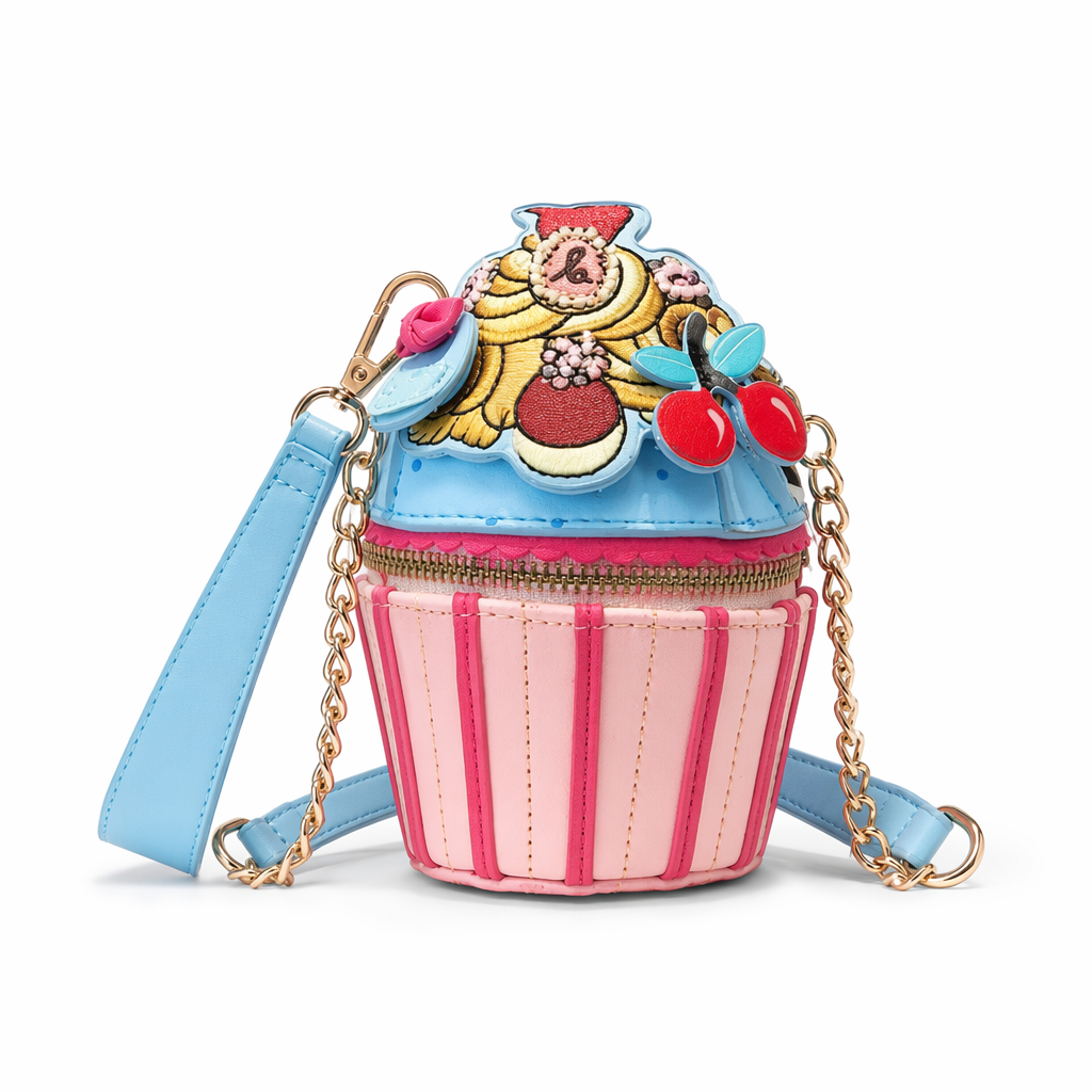 Cupcake Handbag in Vegan Leather with Intricate 3D Design Tall Cupcake