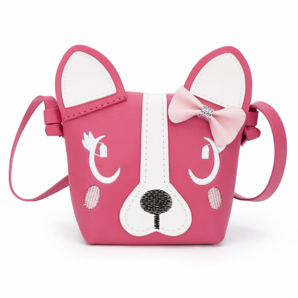 Adorable Vegan Leather Puppy Dog Handbags in Unique Colors Pink