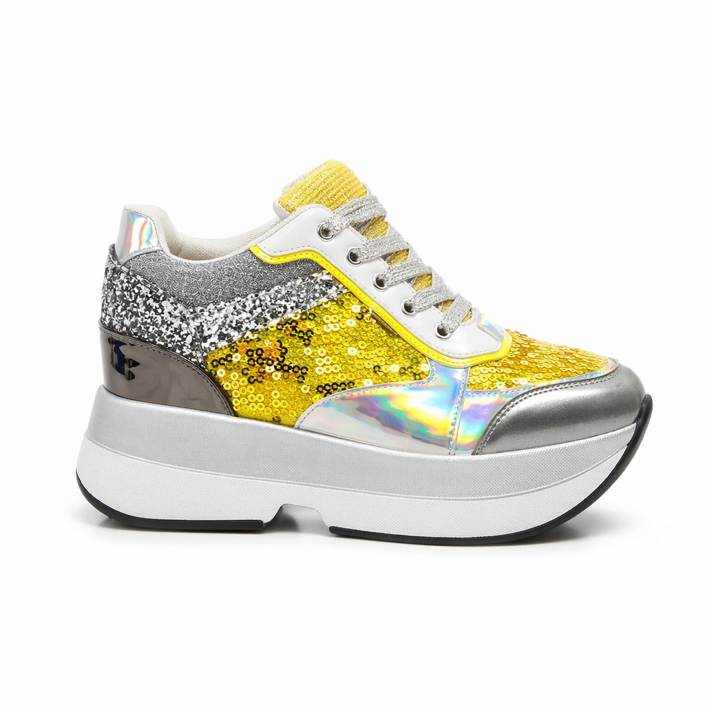 Kawaii Punk Rock Sequin Shoes Inspired by Harajuku Street Fashion Yellow