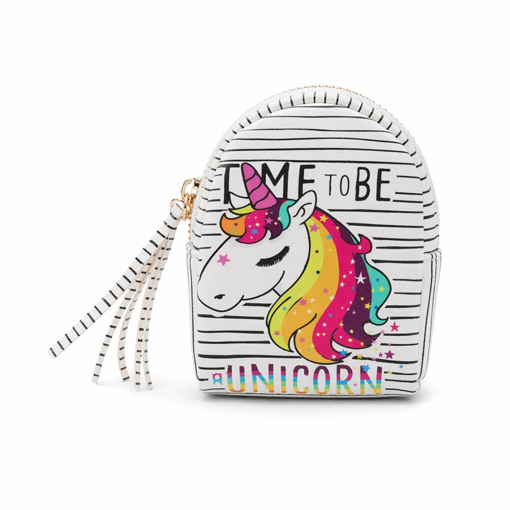 Pastel Unicorn Wallet with Secure Zipper Closure Rainbow