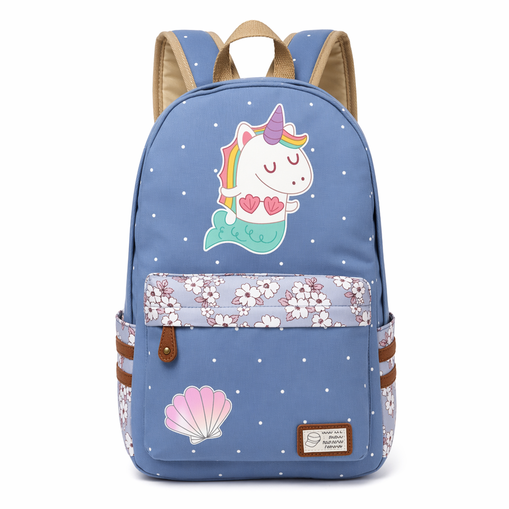 Kawaii Mermaid and Sea Creature Backpacks in Fun Designs Light Blue 5