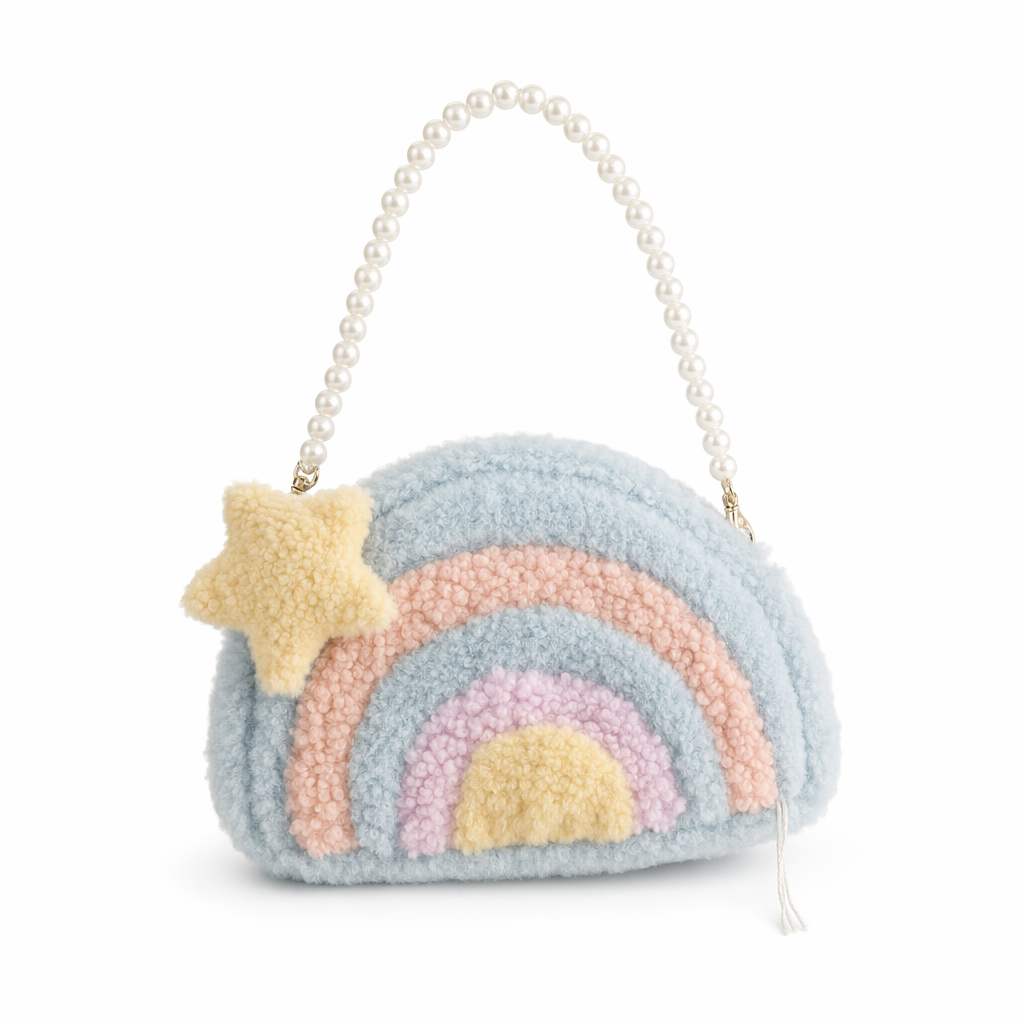 Pastel Rainbow Cloud Purse for Kawaii Style Lovers Pearl Strap