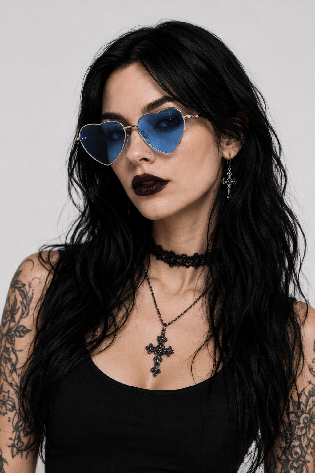 Chic Heart Shaped Aviator Sunglasses in Various Colors Sky Blue