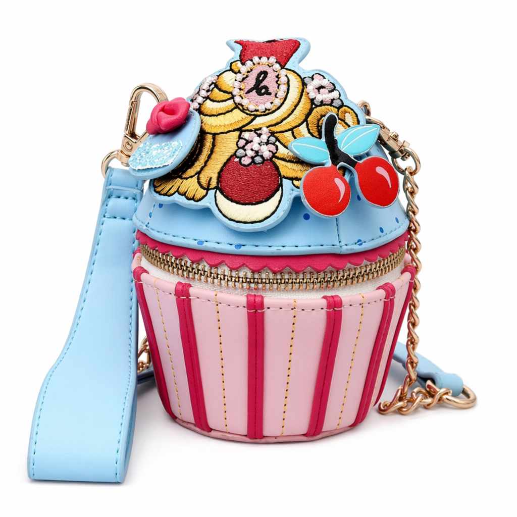 Cupcake Handbag in Vegan Leather with Intricate 3D Design Short Cupcake