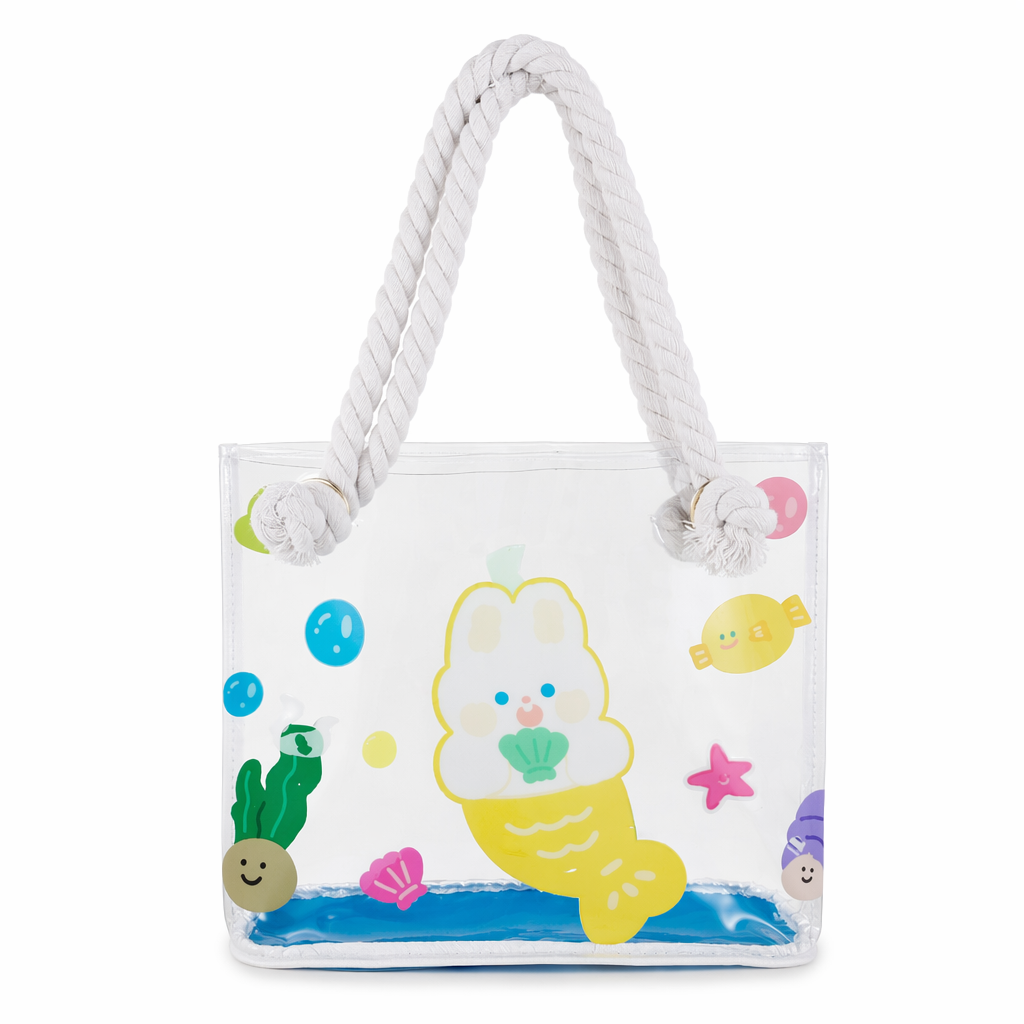 Kawaii Summer Beach Tote Bag in New Condition with Cute Animal Designs Bunny Mermaid
