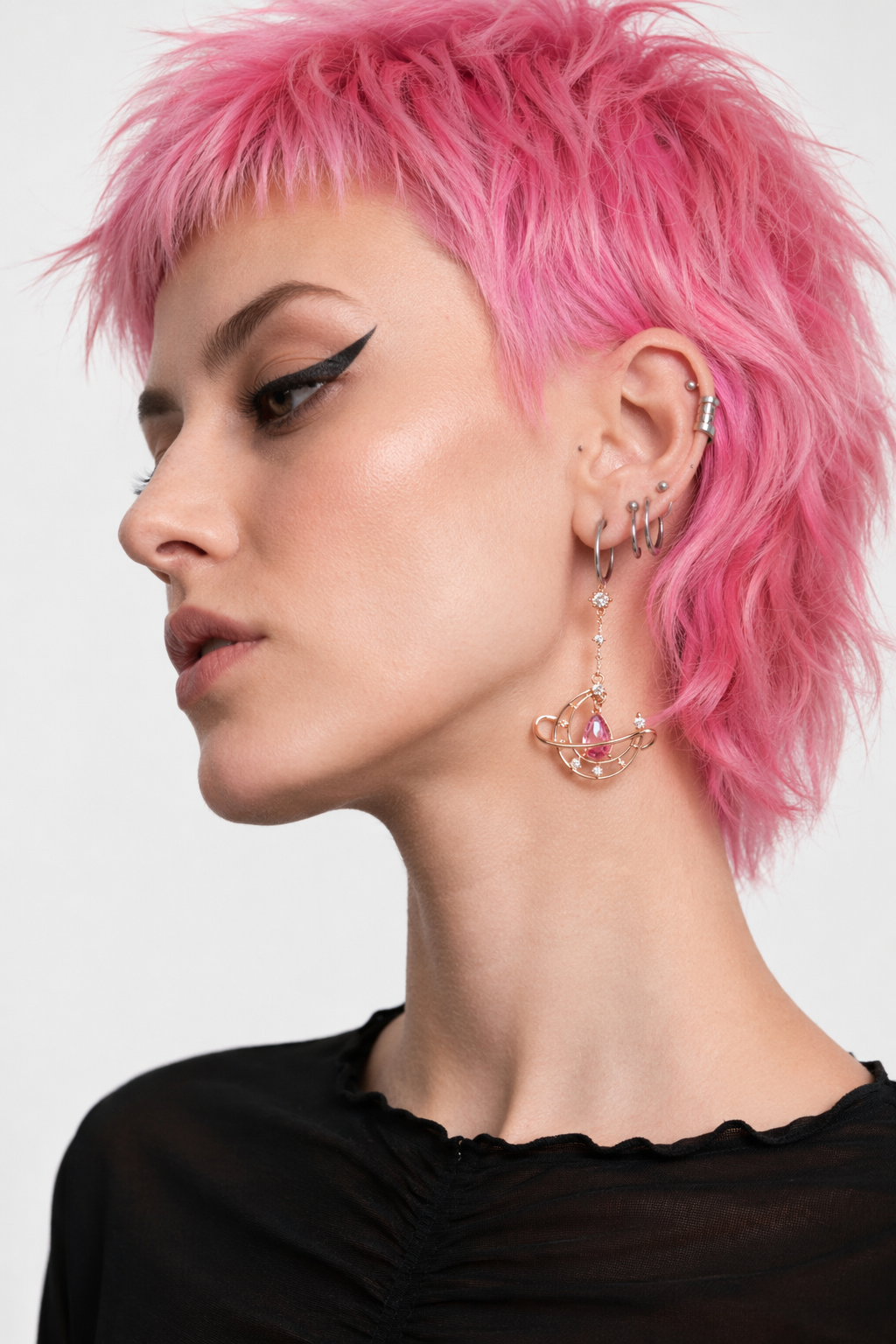 Crescent Moon Crystal Earrings for a Fairy-Like Touch Rose gold
