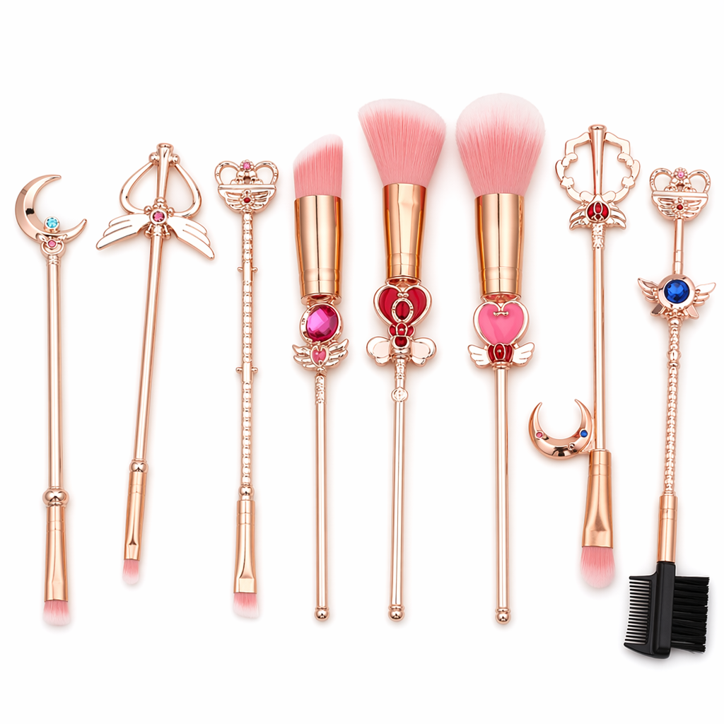 Magical Girl Wand Inspired 8 Piece Makeup Brush Set Default Title