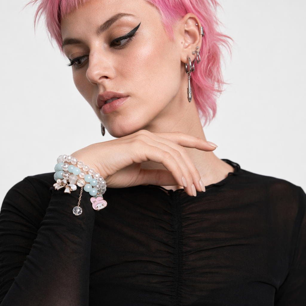 Kawaii Beaded Bracelets Inspired by Sanrio Characters Blue Bead Melody