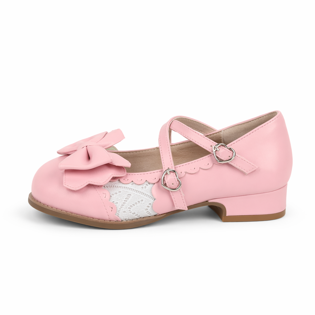 Elegant Lolita Shoes with Comfy Low Heel and Secure Buckle Pink