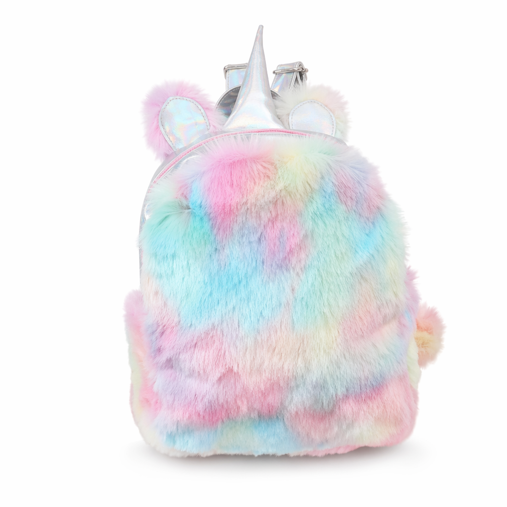Milky Pastel Unicorn Backpack in Luxurious Vegan Fur New Condition Multicolor
