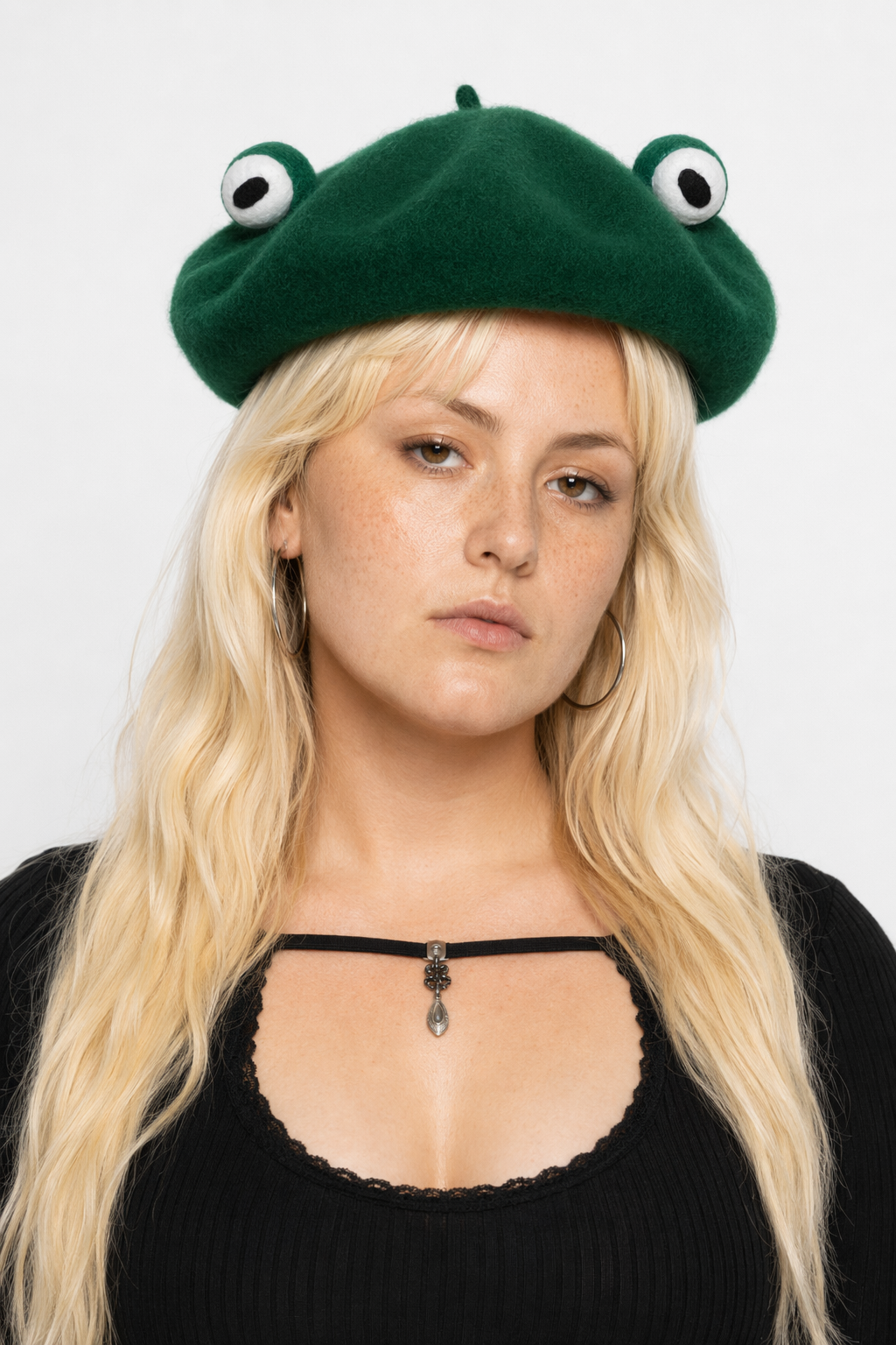 Kawaii Berets for Stylish Lolita Fashion and Accessories Green Frog Eyes