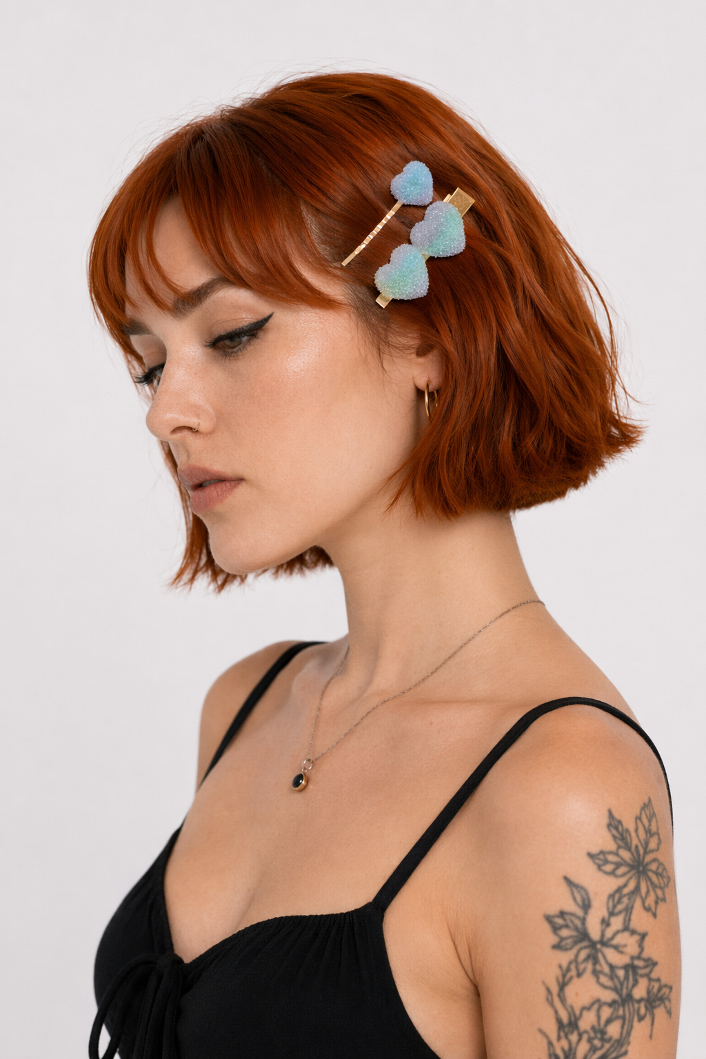 Handcrafted 3D Heart Shaped Sugar Candy Hair Clips Blue