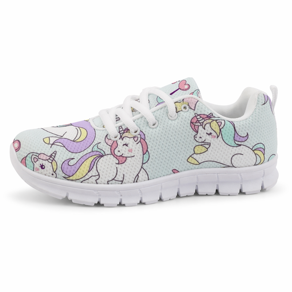 Rainbow Unicorn Running Shoes in Candy Colors Blue Unicorns