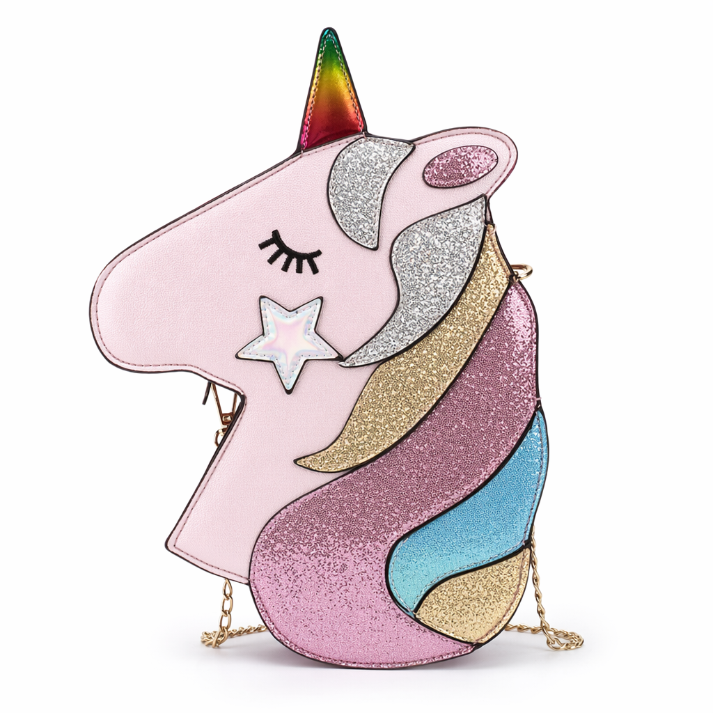 Adorable Magical Unicorn 3D Handbag in Vegan Leather Rainbow