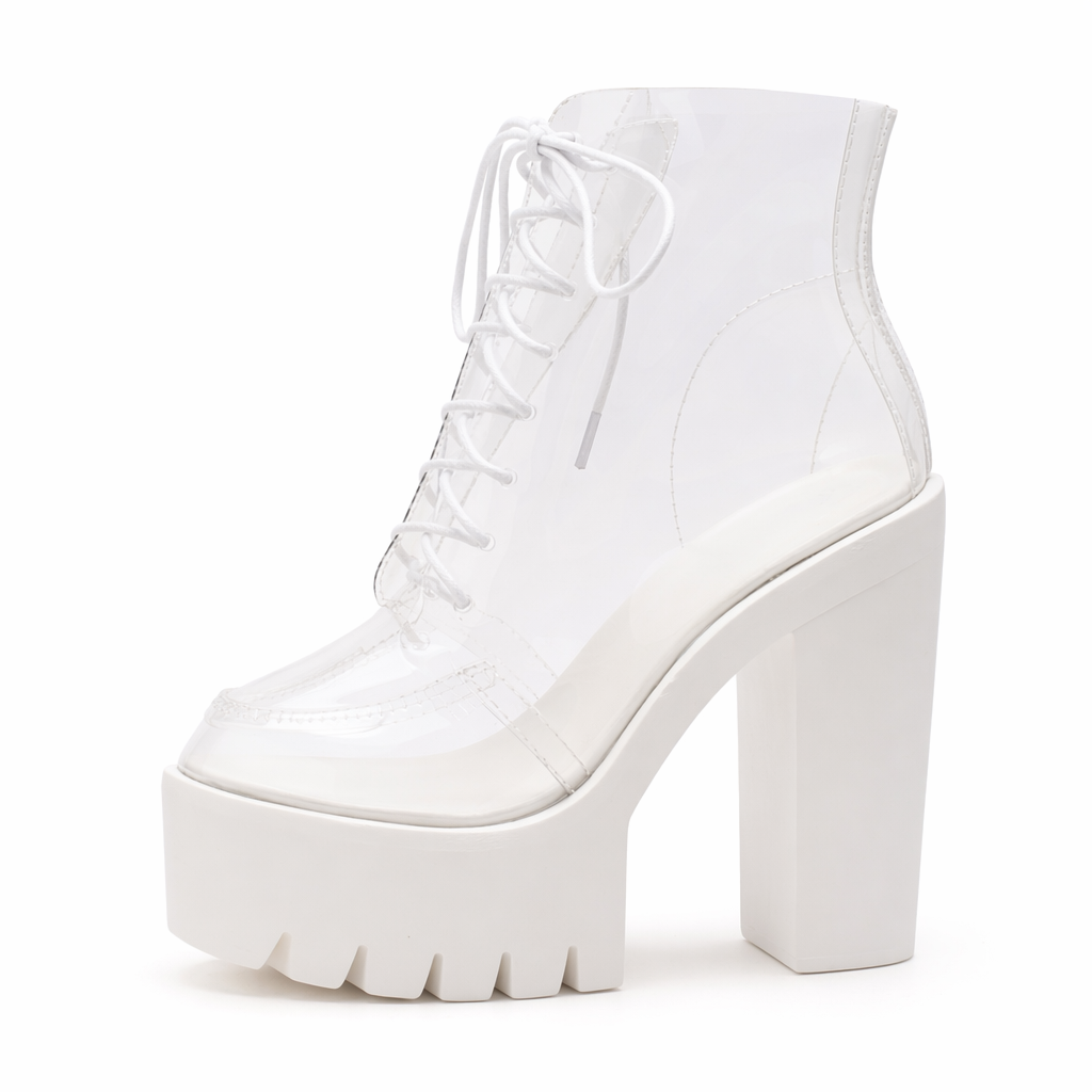 Chunky Square-Heeled Baby Doll Ankle Boots with Clear TPU Upper 6